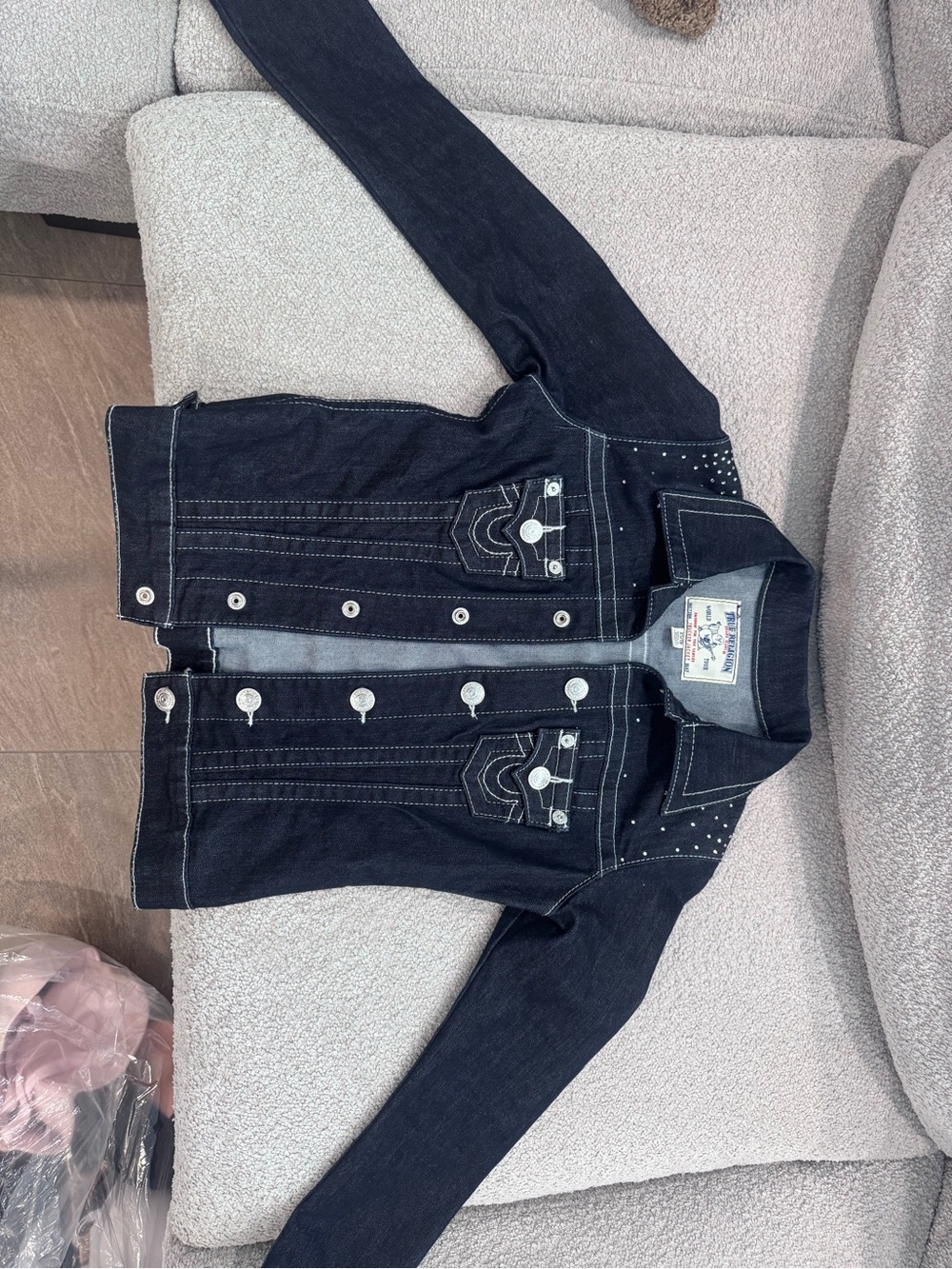 True Religion Dark Indigo Jean Jacket with Silver Studs